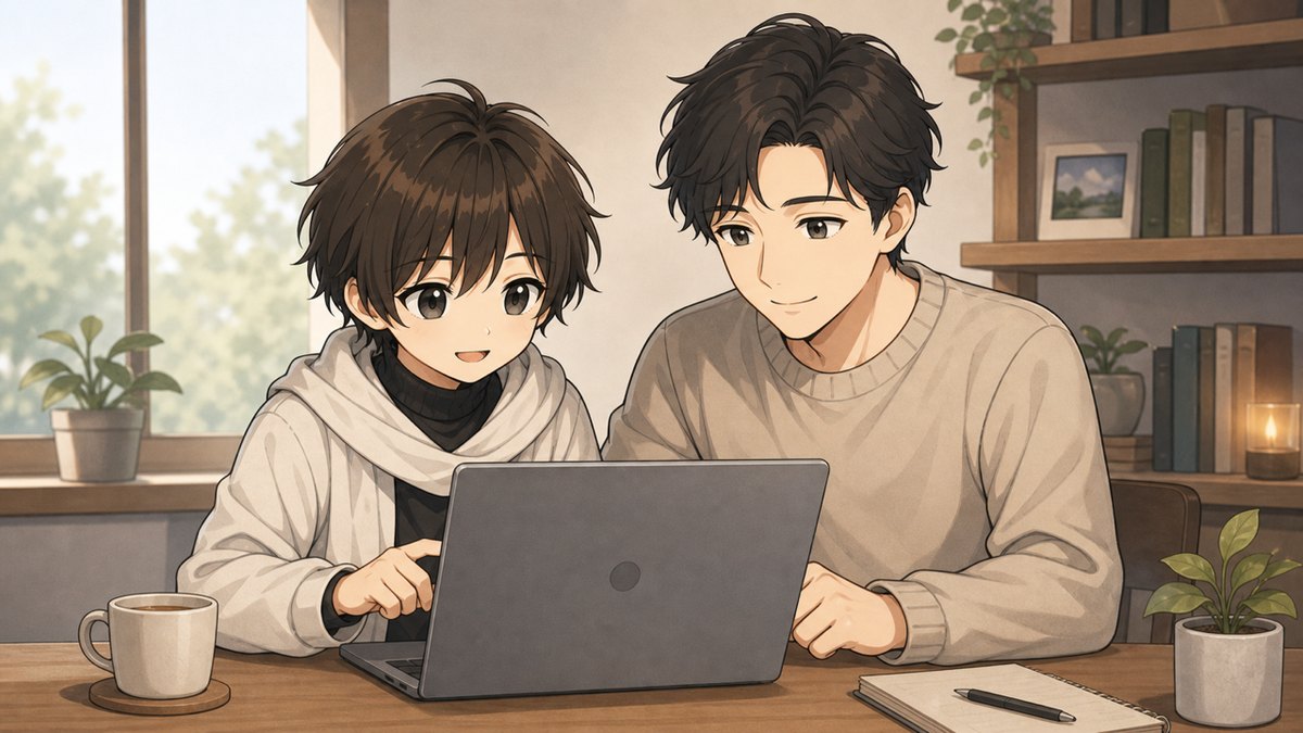横に並んで、同じ画面を見る